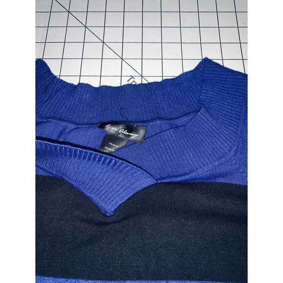 Love Always Sweater Blue Black Stripe Gathered Sides & Sleeves Lightweight GUC - Picture 8 of 13